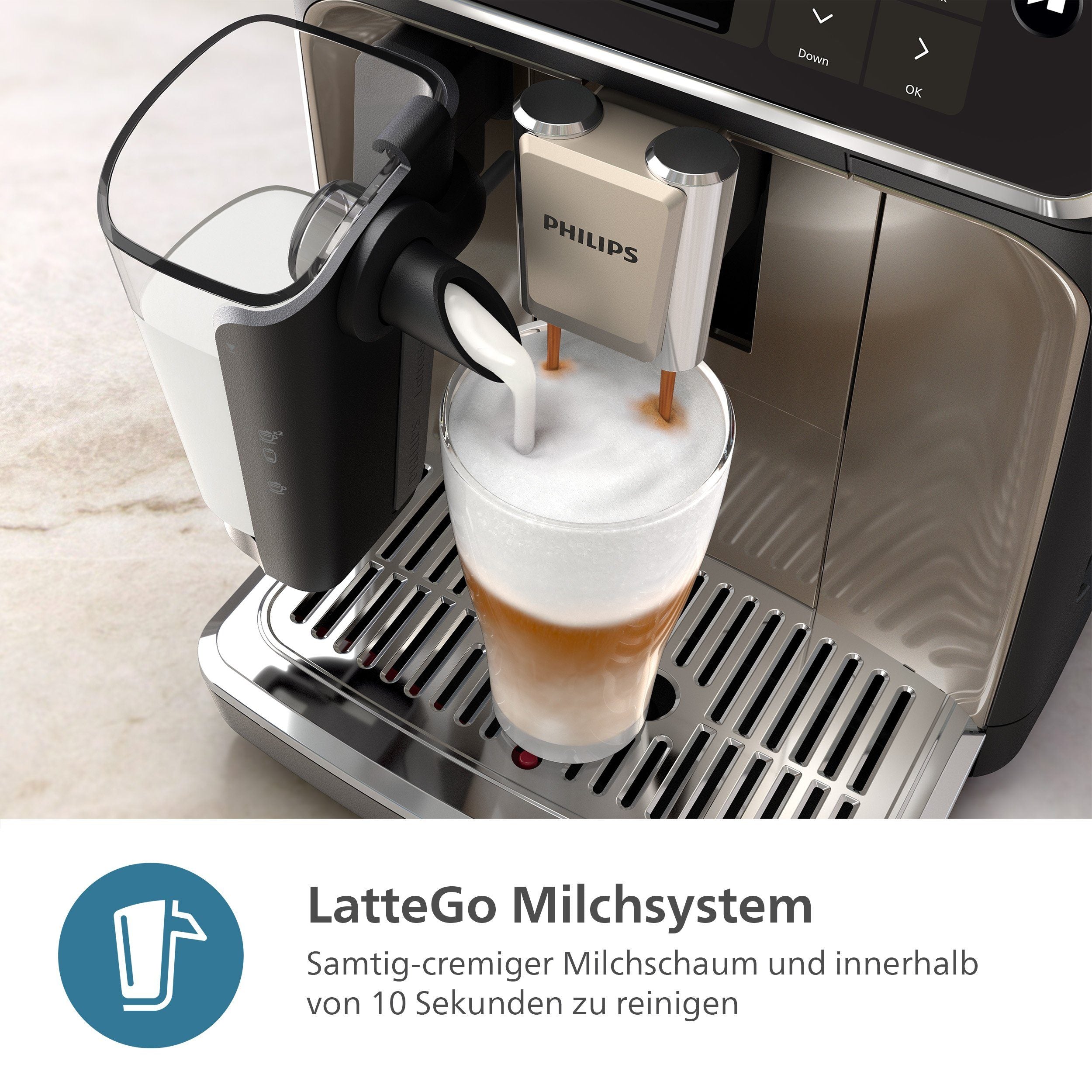 PHILIPS EP5447/90 Serie 5400 LatteGo 11 Kaffeespezialitäten Kaffeevollautomat Schwarz/Chrom
