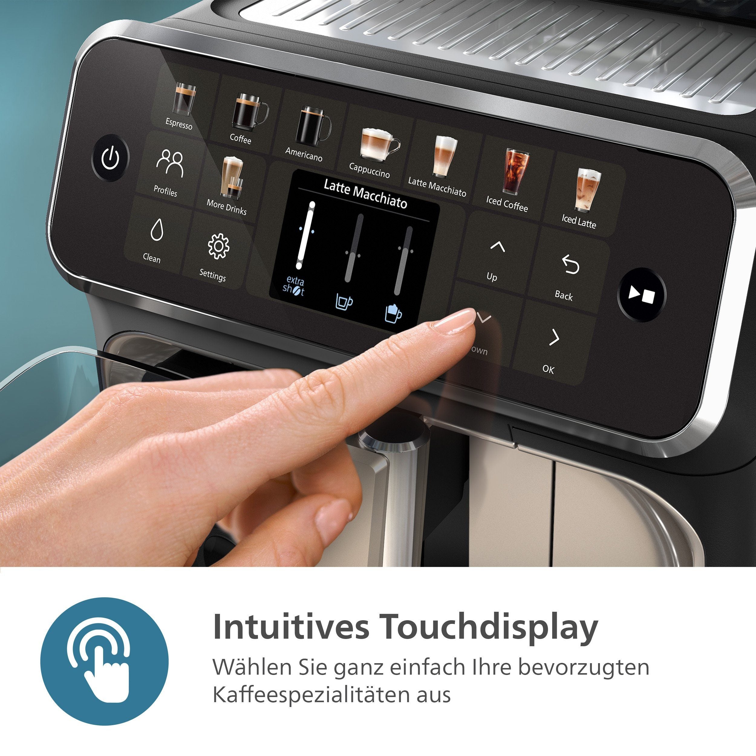 PHILIPS EP5447/90 Serie 5400 LatteGo 11 Kaffeespezialitäten Kaffeevollautomat Schwarz/Chrom