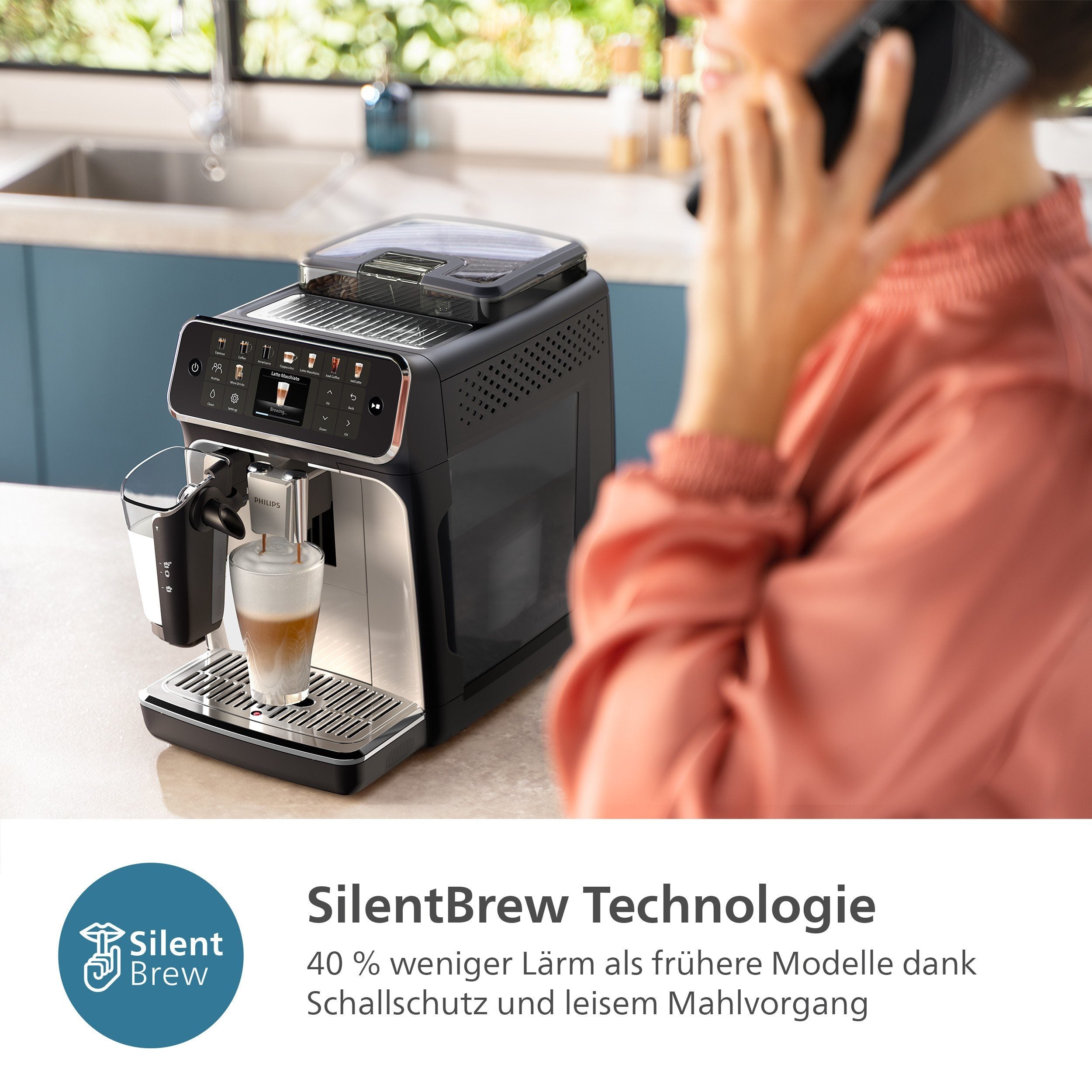 PHILIPS EP5447/90 Serie 5400 LatteGo 11 Kaffeespezialitäten Kaffeevollautomat Schwarz/Chrom