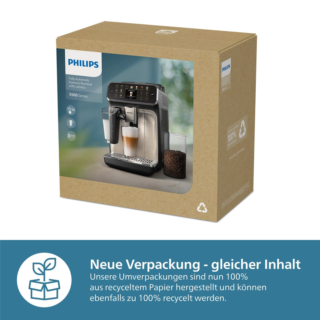 PHILIPS EP5447/90 Serie 5400 LatteGo 11 Kaffeespezialitäten Kaffeevollautomat Schwarz/Chrom